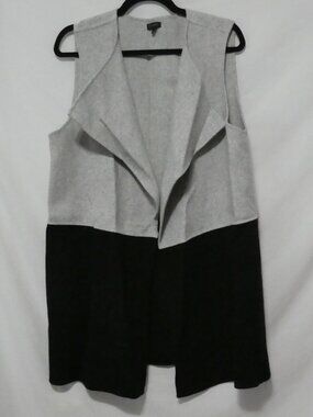TALBOTS Colorblock Wool Blend Drape Cardigan Vest Gray Black - Size Large
